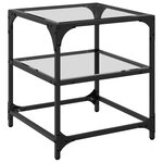 vidaXL Table basse avec dessus en verre transparent 40x40x45 cm acier