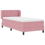Lit box avec matelas rose 90x200 cm en velours