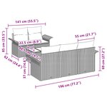 vidaXL Set de Canapés de Jardin 6 Pièces avec Coussins Gris Clair Poly Rotin