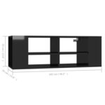 vidaXL Meuble TV mural Noir brillant 102x35x35 cm Bois d’ingénierie