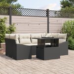 vidaXL Ensemble de canapés de jardin 7 pièces avec coussins noirs en Rattan PE