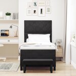 vidaXL Lit avec sommier à ressorts et matelas & banc noir 90x190 cm en velours