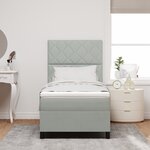 Lit à ressort vidaXL avec matelas Gris clair 90x200 cm Velours