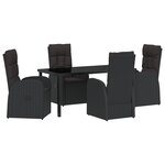 vidaXL Ensemble de Salle à Manger de Jardin 5 Pièces avec Coussins Noir Rattan Poly