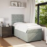 vidaXL Sommier à lattes de lit et matelas Gris clair 90x200 cm Velours