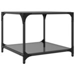 vidaXL Table basse avec dessus en verre noir 50x50x40 cm acier