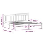 vidaXL Cadre de lit sans matelas gris bois massif 200x200 cm