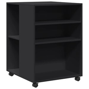 vidaXL Table d'appoint avec roues noir 55x60x78 cm bois d'ingénierie