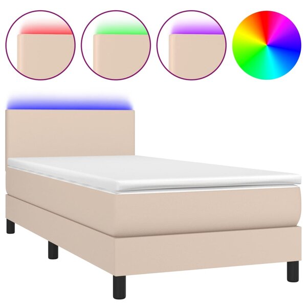 vidaXL Sommier à lattes de lit matelas LED Cappuccino 100x200 cm