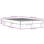 vidaXL Cadre de lit chêne fumé 135x190 cm bois d'ingénierie et métal