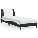 vidaXL Lit avec matelas noir et blanc 100x200 cm similicuir