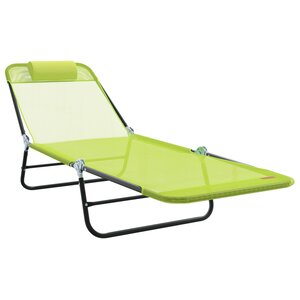 vidaXL Chaise Longue Pliante avec Repose-tête en Textilène Verte