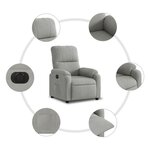 vidaXL Fauteuil inclinable électrique gris clair tissu microfibre