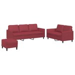 vidaXL Ensemble de canapés 3 Pièces et coussins Rouge bordeaux Similicuir