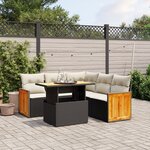 vidaXL Salon de jardin 6 Pièces avec coussins noir résine tressée