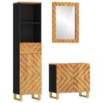 vidaXL Ensemble d'armoires de bain 3 Pièces marron noir bois de manguier