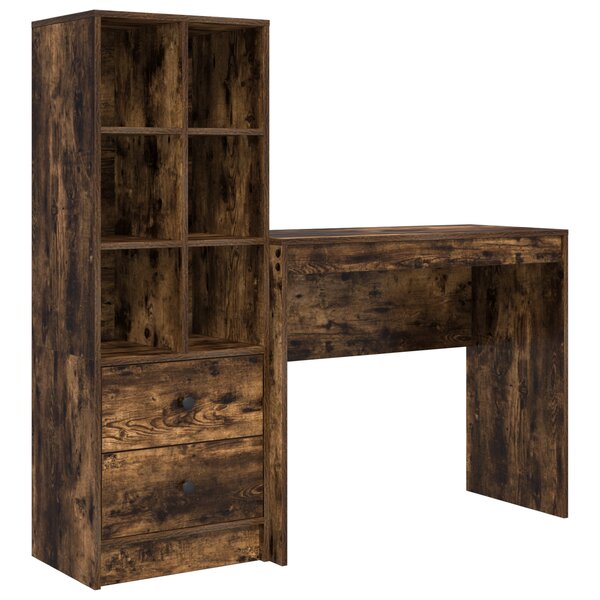 vidaXL Bureau avec rangement Chêne fumé Bois d'ingénierie