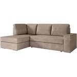 Canapé d'angle gauche convertible ARTEMIS 4 places - Velours côtelé greige - 246 x 174 x 96 cm