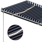 vidaXL Auvent manuel rétractable avec LED 300x250 cm Bleu et blanc