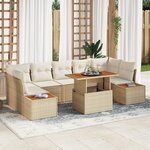 vidaXL Ensemble Canapé de Jardin 8 Pièces avec Coussins Beige Rattan Poly