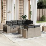 vidaXL Salon de jardin 11 Pièces avec coussins gris résine tressée