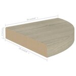 vidaXL Étagère d'angle flottante chêne 25x25x3 8 cm MDF