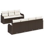 Ensemble de canapé de jardin 8 pièces avec coussins poly rattan marron