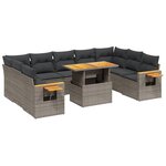 vidaXL Salon de jardin avec coussins 10 Pièces gris résine tressée