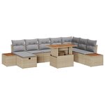 vidaXL Ensemble de 9 Canapés de jardin avec coussins Beige en Rotin synthétique