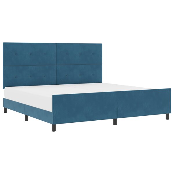 Cadre de lit vidaXL Bleu foncé 200x200 cm Velours