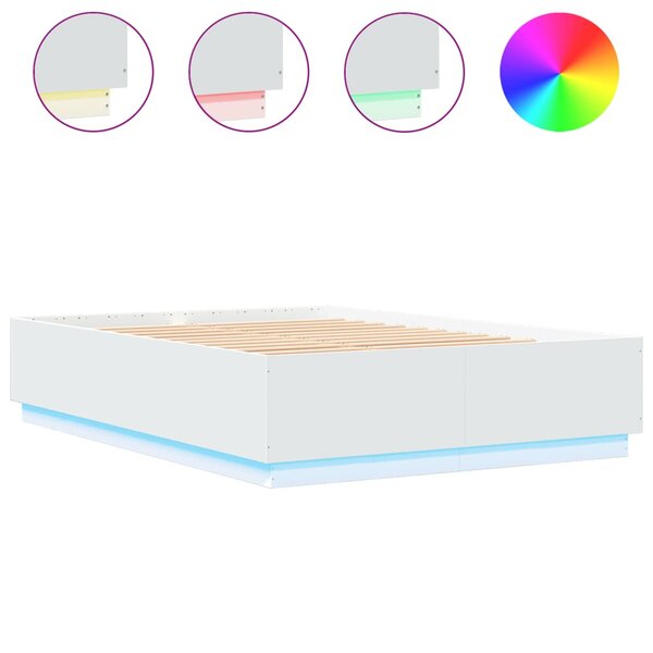 vidaXL Cadre de lit avec LED sans matelas blanc 160x200 cm