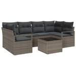 Ensemble de canapés jardin 7 pièces avec coussins gris rattan synthétique