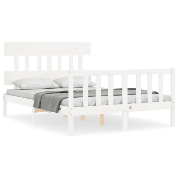 vidaXL Cadre de lit sans matelas blanc 140x190 cm bois de pin massif