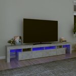 vidaXL Meuble TV avec lumières LED Gris béton 230x36 5x40 cm