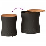 vidaXL Tables d'appoint de jardin 2 Pièces dessus en bois noir poly rotin