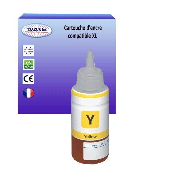 Cartouche Compatible pour Epson EcoTank ET-M100, ET-M105, ET-M200, ITS L3050, ITS L3060, ITS L3070 remplace Epson T6644 (C13T664440) Jaune  - T3AZUR