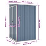 vidaXL Remise de jardin murale Gris 118x100x178 cm Acier galvanisé