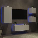 vidaXL Unités murales TV avec LED 5 Pièces blanc bois d'ingénierie