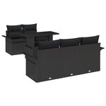 vidaXL Ensemble de Canapé de Jardin 6 Pièces avec Coussins Rattan Poly Noir