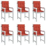 vidaXL Coussins de chaise à dossier bas lot de 6 rouge mélangé tissu