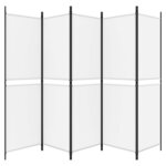 vidaXL Cloison de séparation 5 panneaux Blanc 250x180 cm Tissu