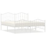 vidaXL Cadre de lit métal sans matelas et pied de lit blanc 180x200 cm