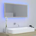 vidaXL Miroir LED de salle de bain Chêne sonoma 90x8 5x37 cm Acrylique