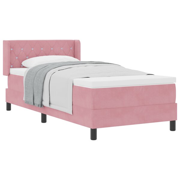 vidaXL Lit à ressort avec matelas Rose 90x200 cm Velours