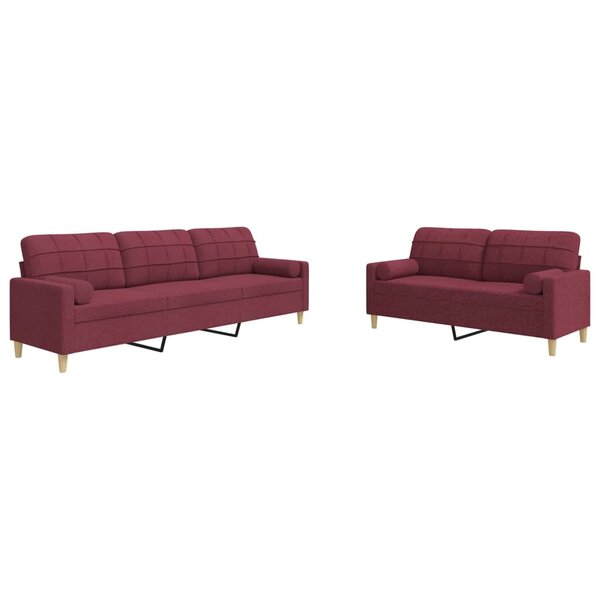 vidaXL Ensemble de canapés 2 Pièces coussins décoratifs bordeaux tissu