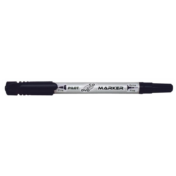 Marqueur double pour cd/dvd pointes fine et moyenne noir x 12 pilot