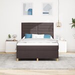 vidaXL Lit à ressorts avec matelas marron foncé 140x200 cm tissu
