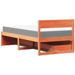vidaXL Lit avec tiroirs/matelas cire marron 100x200 cm bois massif pin