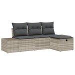 vidaXL Ensemble de canapé de jardin de 4 pièces avec coussins gris clair en poly rotin