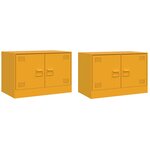 vidaXL Meubles TV 2 Pièces jaune moutarde 67x39x44 cm acier